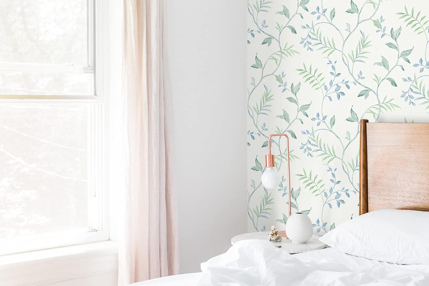 NextWall Watercolor Leaf Trail Peel and Stick Wallpaper
