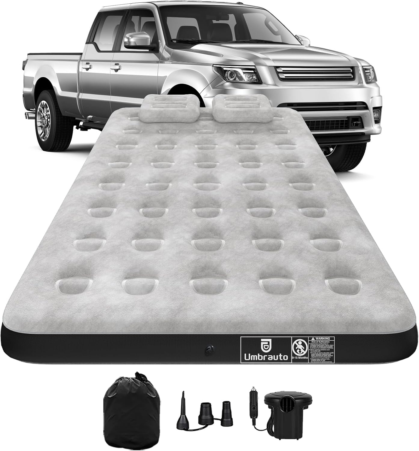 Umbrauto Air Mattress for 5.5-6.5 ft Short Bed Full-Size Trucks, Pickup Truck Airbed with Corded Pump  Ideal for Fall Camping & Outdoor Travel