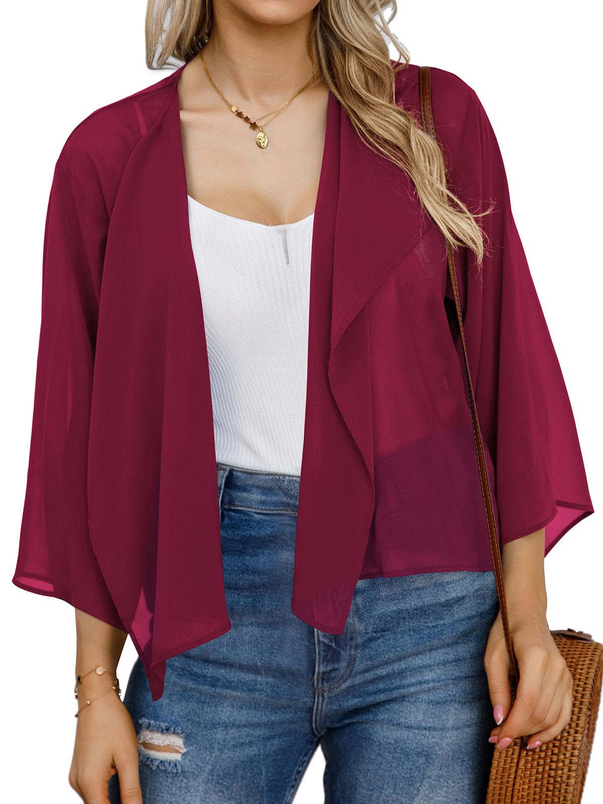 Kimonos for Women Summer Cardigan Chiffon Floral Cover up Loose Casual Top Blouse