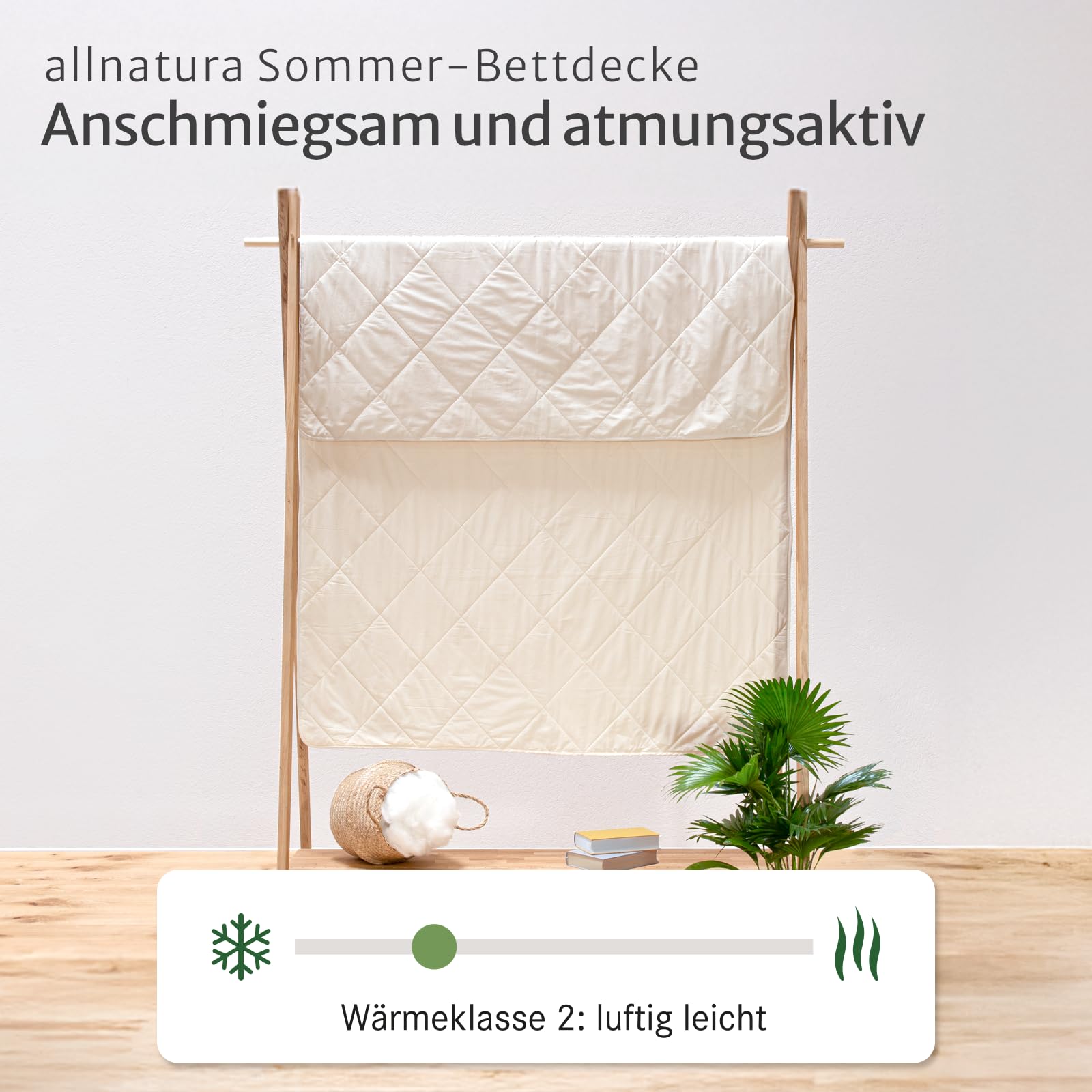 allnatura Lyovita Lyocell ultraleichte Sommerdecke 135x200 cm – atmungsaktive Bettdecke für warme Nächte – Feuchtigkeitsregulierende Steppdecke 100% Lyocell/Tencel – Allergikerfreundlich & waschbar