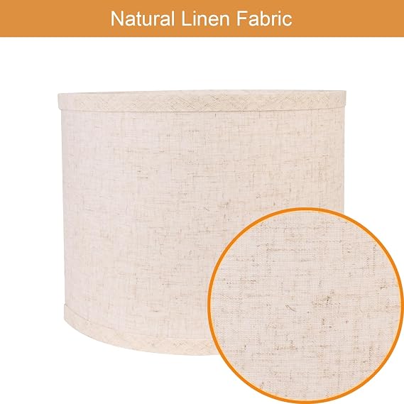 Drum Lamp Shades Set of 2, Beige Linen Lamp Shades for Table Lamps, 11 Diameter x 8.85 Height, Replacement Lampshades for E26 Socket Floor Lamps or Table Lamps