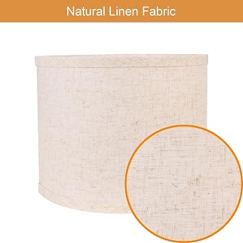 Drum Lamp Shades Set of 2, Beige Linen Lamp Shades for Table Lamps, 11 Diameter x 8.85 Height, Replacement Lampshades for E26 Socket Floor Lamps or Table Lamps