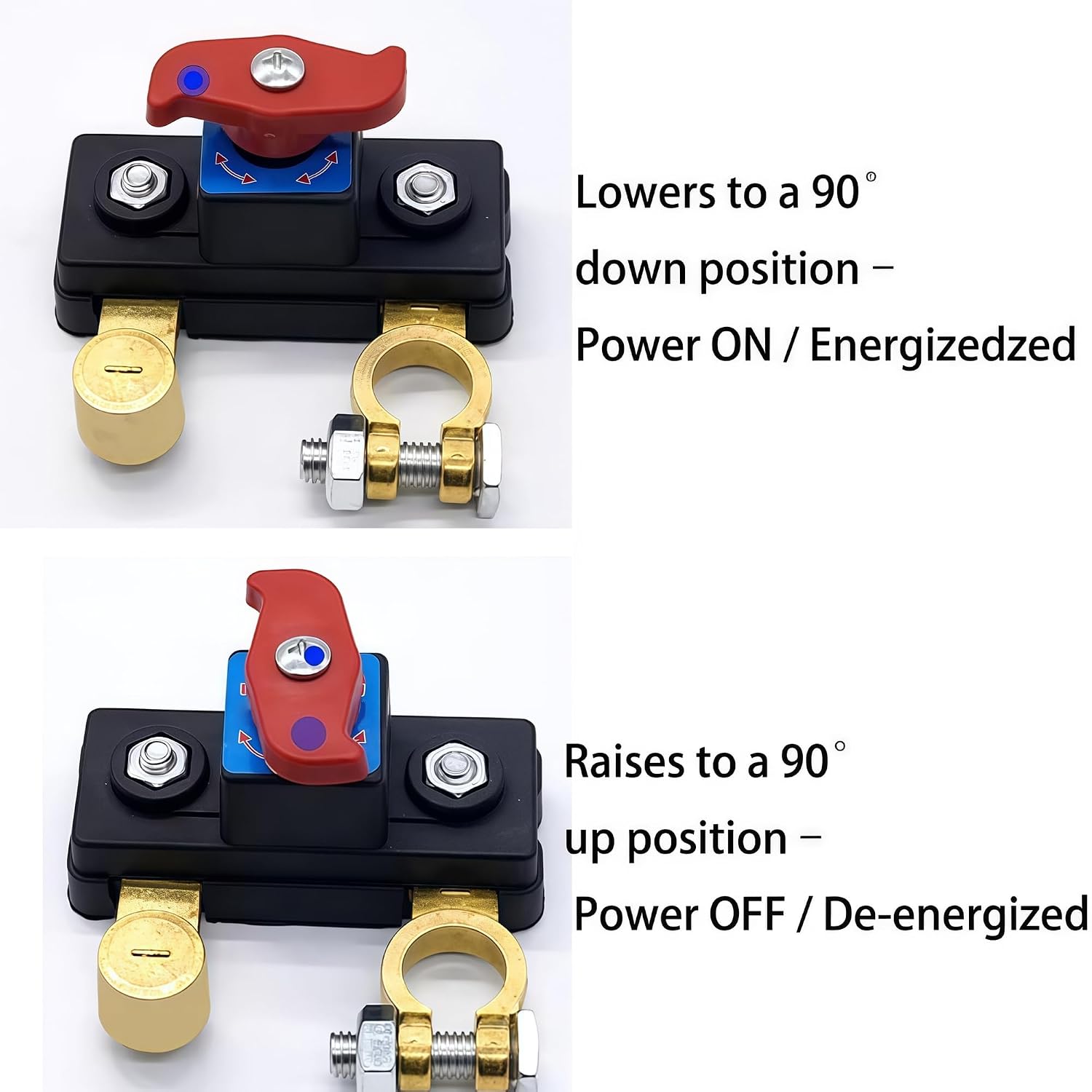 Battery Disconnect Switch, 12V-24V Pure Copper Car Battery Cut Off Switch, High Conductivity Adjustable Battery Power Shut Off Kill Switch