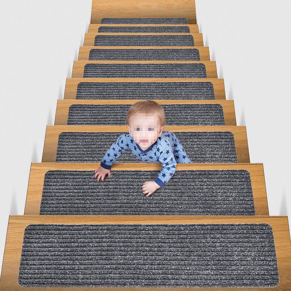 DFrywdgSEY Stair mats, 7Pcs, Anti-Slip Indoor Stair Runner, Safety for Children, Elders, Dogs(B)