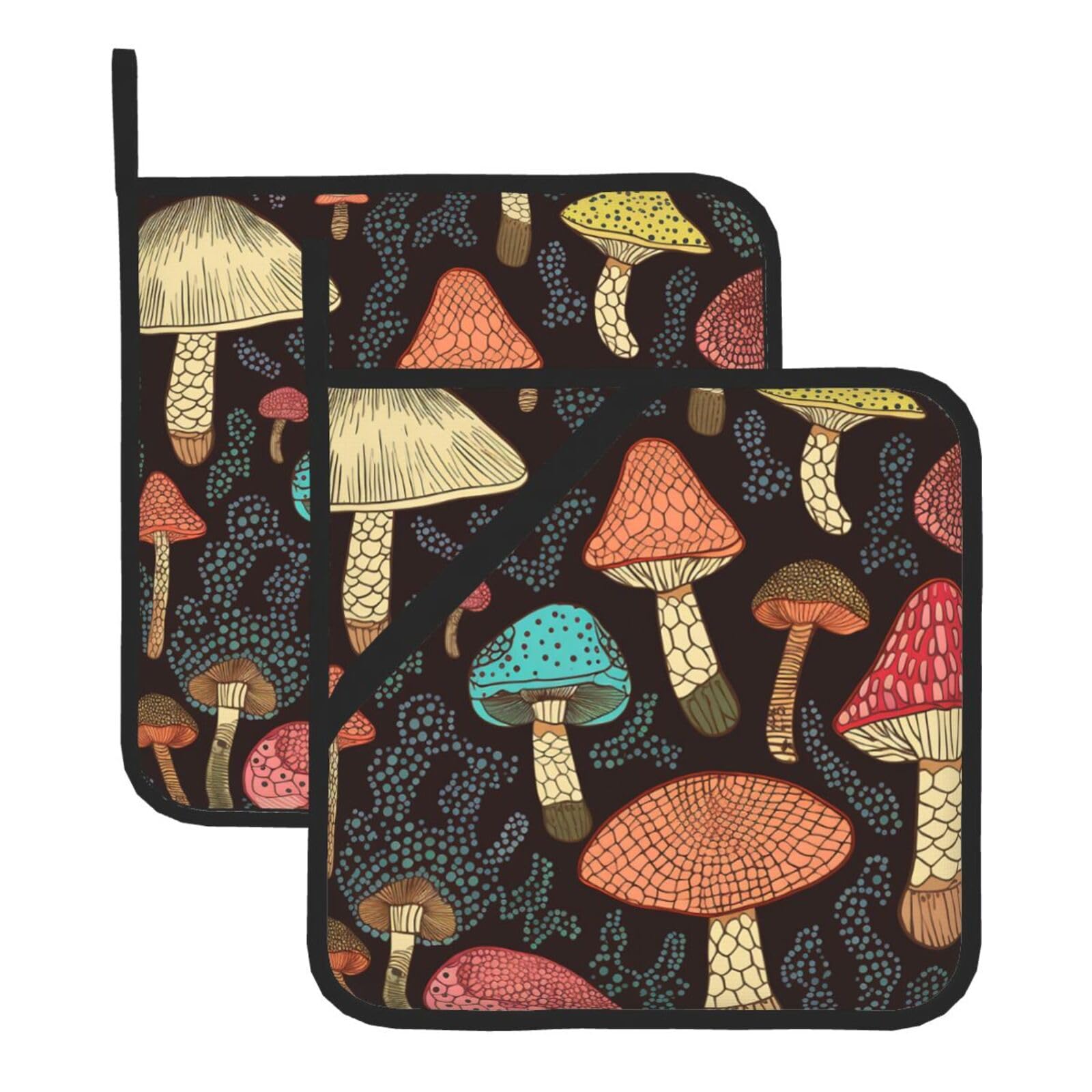 2Pcs Pot Holders for Kitchen Heat Resistant Potholder Mushroom Hot Pads for Countertops Oven Pot Holders for Cooking Baking Kitchen Hot Mat Trivet 8 inch Hot Pad