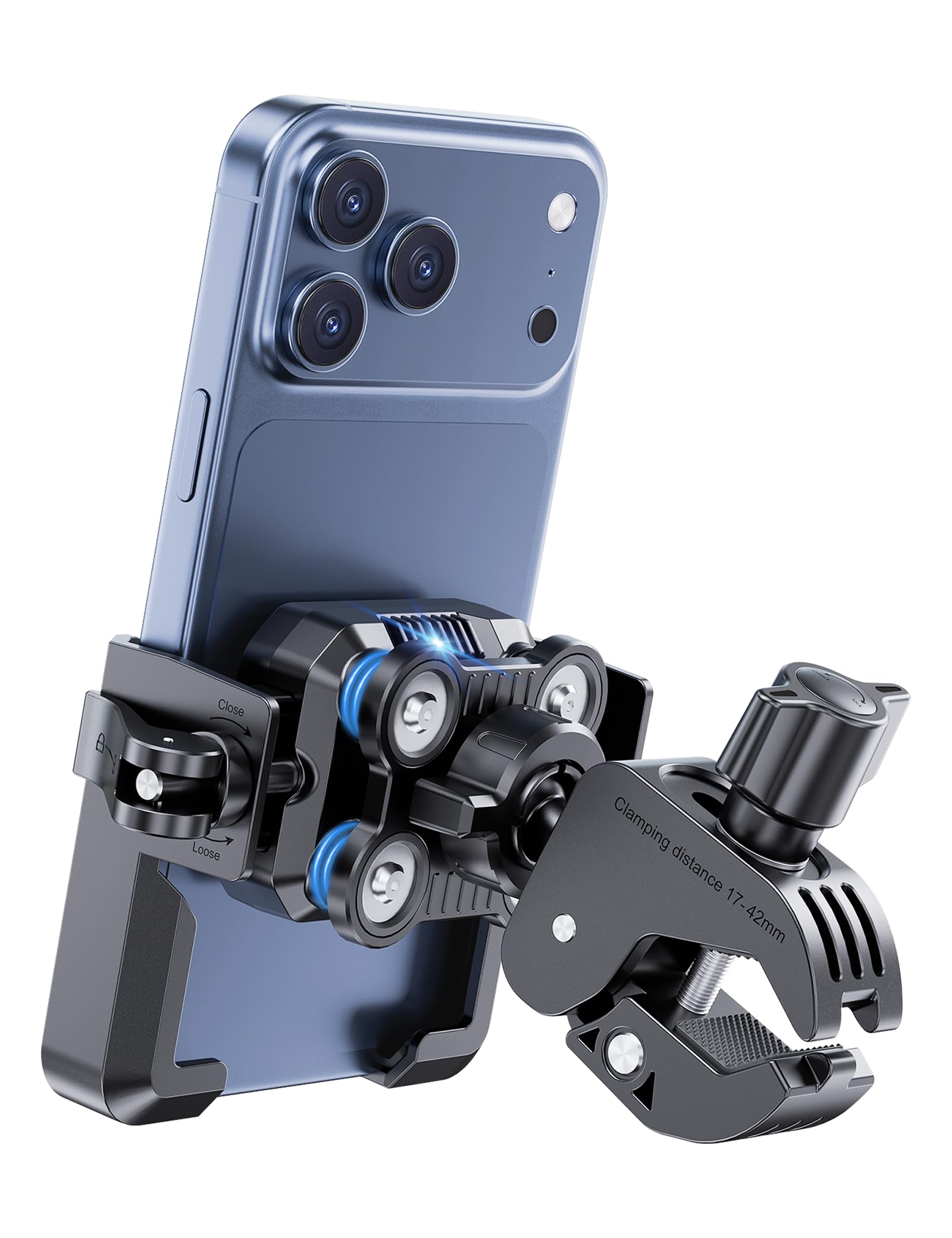 Grefay Handyhalterung Fahrrad Handyhalterung Motorrad-[4 Vibration Dampener] [Not Block Camera] 360° Drehbar Fahrrad Handyhalterung Lenker, Motorrad für iPhone Samsung 4.7''-7'' Smartphone (Schwarz)