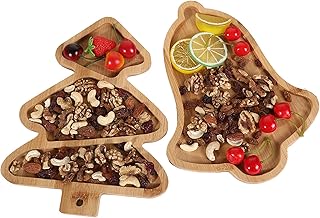 YLSZHYR Christmas Charcuterie Boards, 2 Pc Christmas Tree Charcuterie Board Serving Tray Snack Cheese Board Christmas Cand...