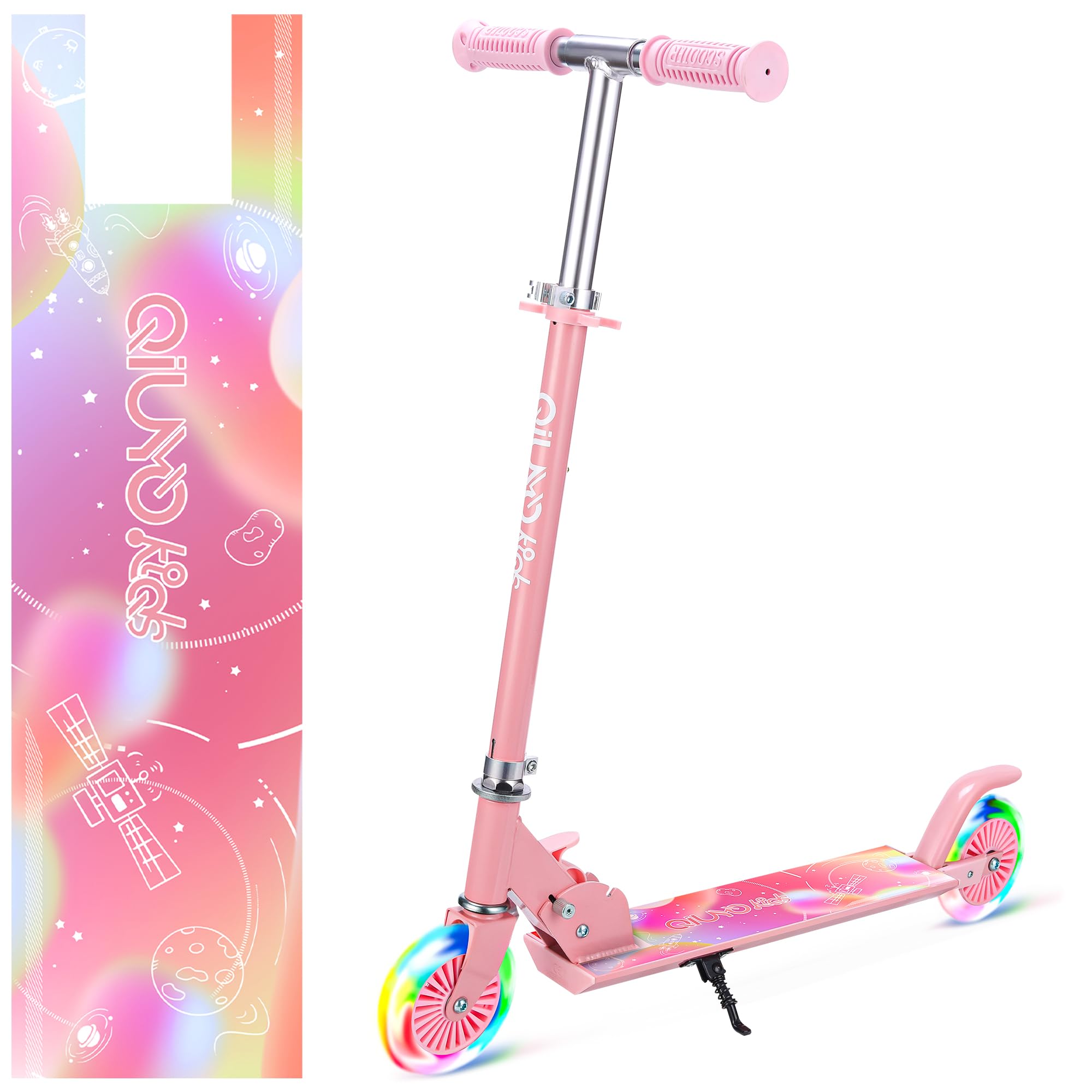 Patinete 2 LED Ruedas para 3 a 12 Años Niño Patinete, Diseño Plegable, 3 Alturas Ajustables Manillar, para Niñas y Niños, Carga Máxima de 100kg
