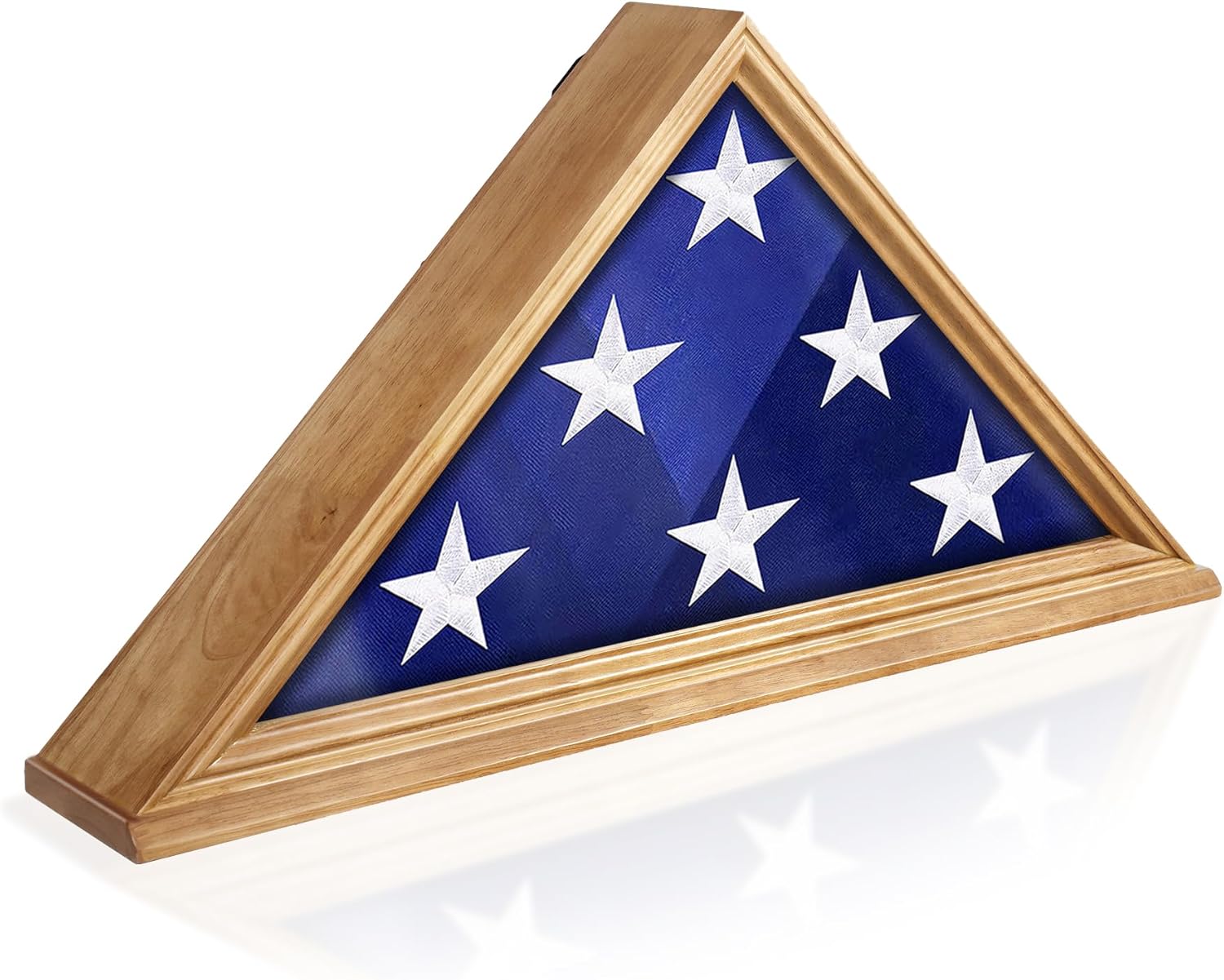 Flag Display Case for Burial Flag 5' x 9.5' Solid Wood Memorial Flag Shadow Box with HD Tempered Glass Wall Mount or Standing Thick Base Display Military Flag Case for Veterans Funeral - Walnut Walnut 5'x9.5' Flag Case