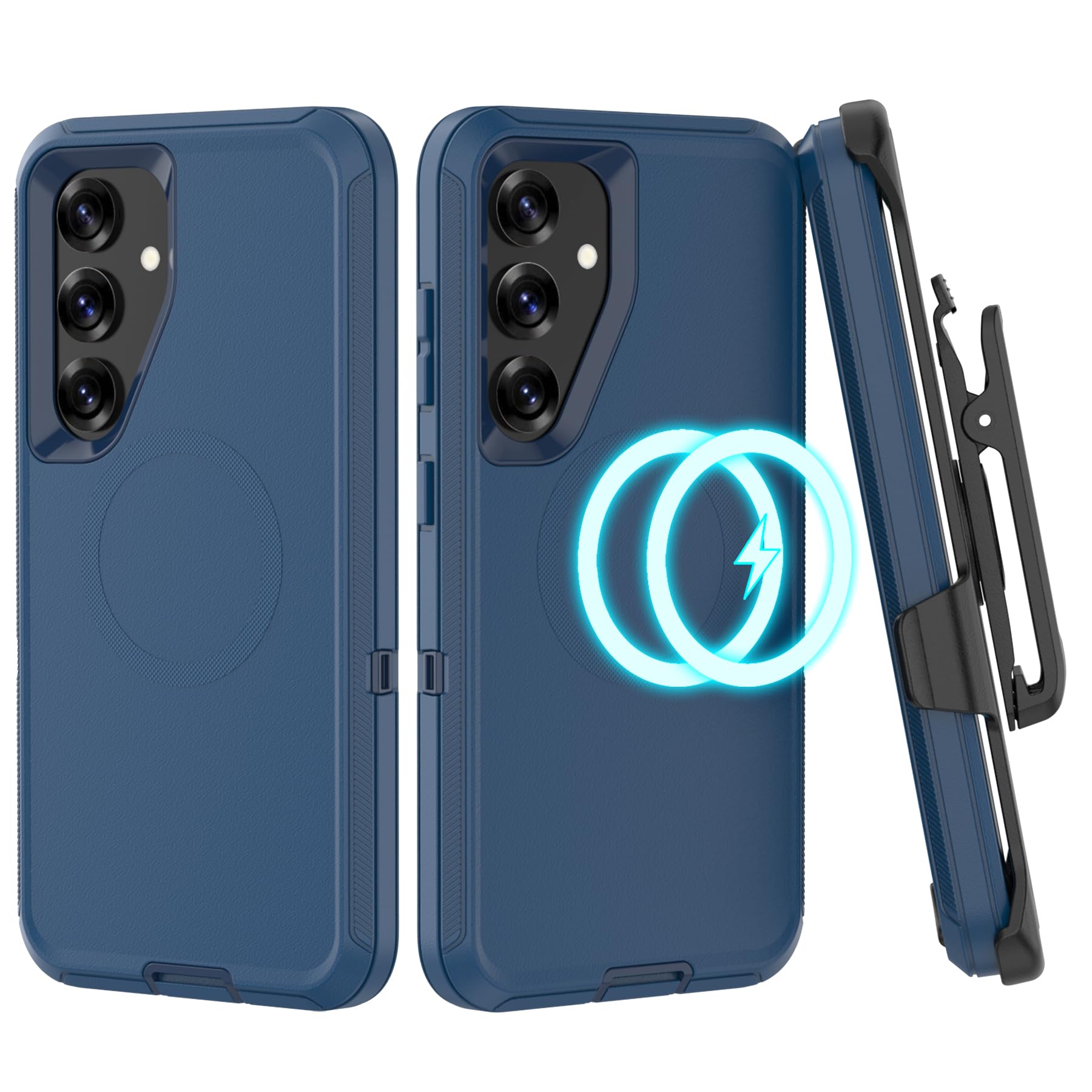 TMIDVFV Compatible with Samsung Galaxy S25/S24 Case, with Belt Clip Holster Heavy Duty Magnetic Wireless Charging Full Body Protection Kickstand Cover