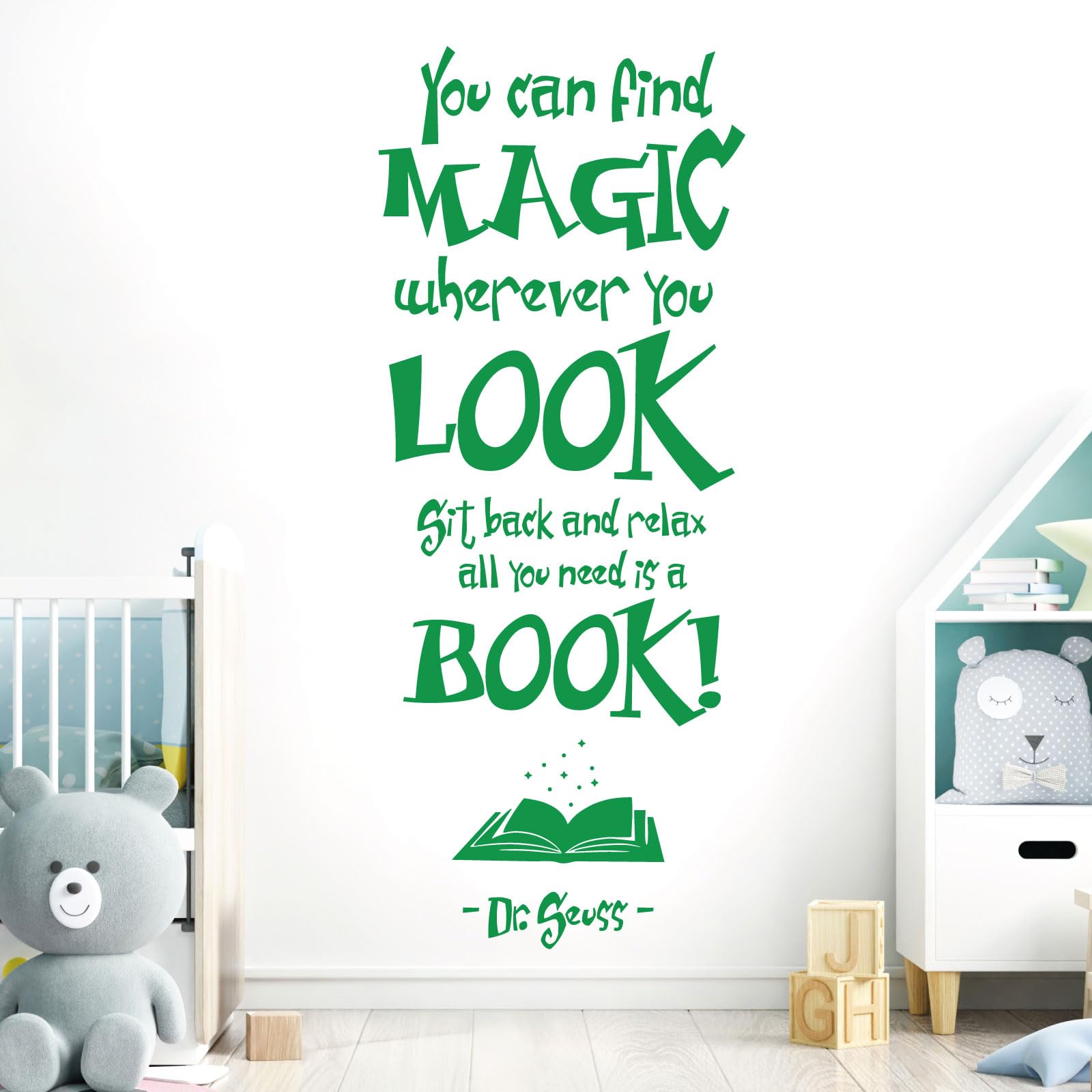 You Can Find Magic Wherever You Look - Dr Seuss Book Quote Vinyl Wall Decal Sticker [Large] [Cactus]