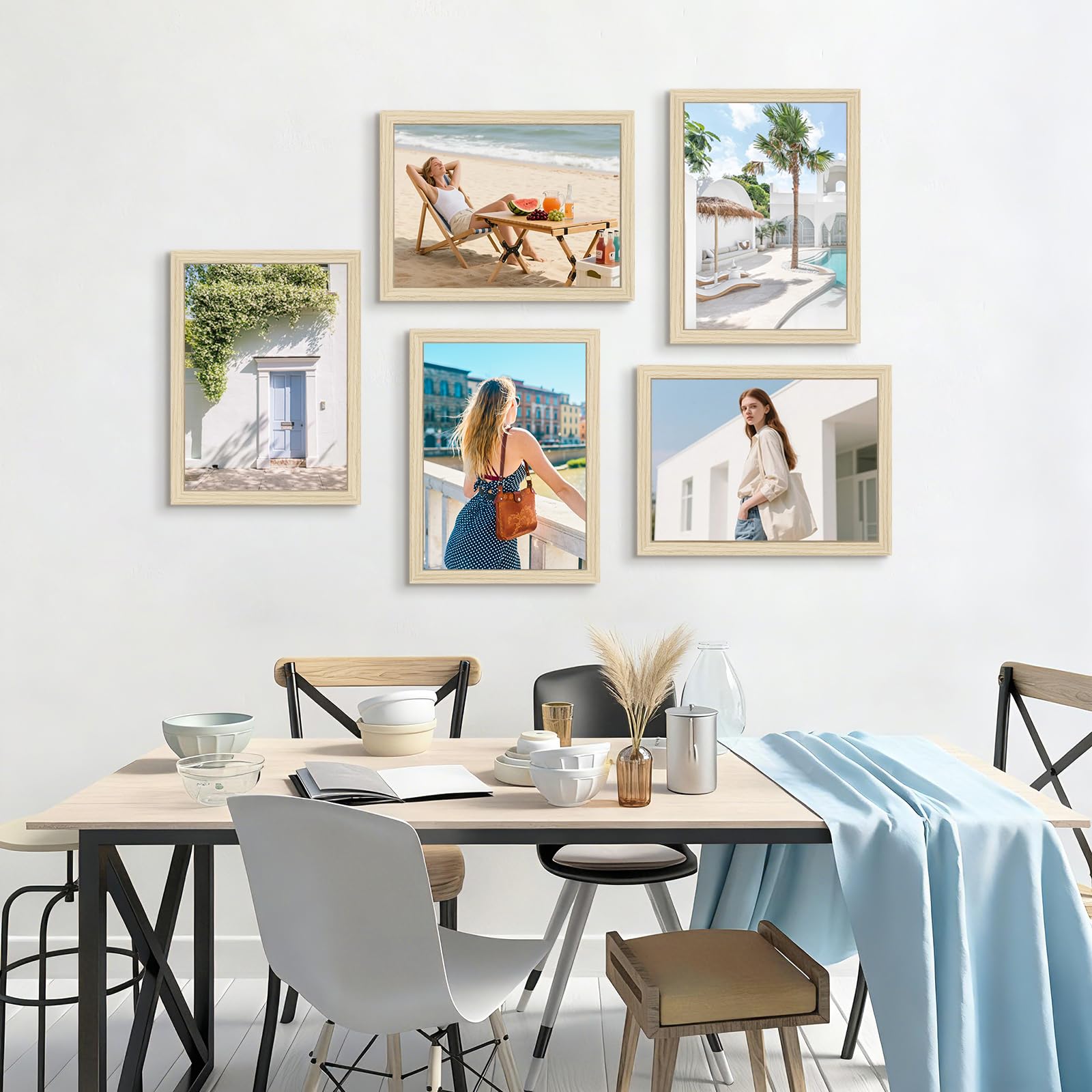 Lot de 5 Cadre Photo 30x40cm Naturel, Cadre Bois pour Poster