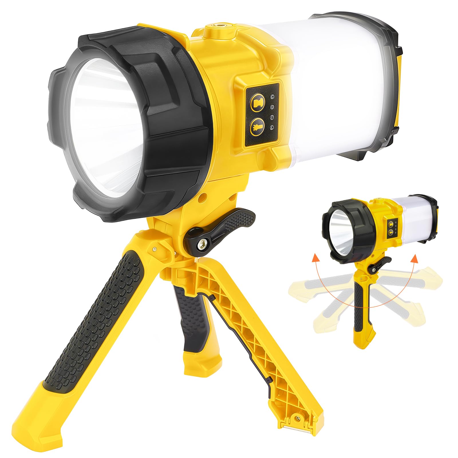 BOBKID - Linterna de camping recargable, 6 modos, linterna LED de mano con 2000 lúmenes, banco de energía de 4400 mAh, reflector impermeable IPX4, luz de trabajo para kits de supervivencia de
