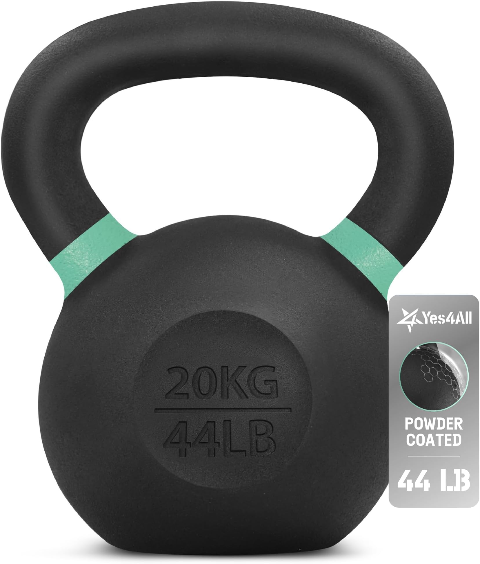 Powder Coated Kettlebell, Cast Iron Core Kettlebells with Non-Slip Handle & Flat Bottom for Conditioning, Heavy Duty for Strength Training, 9lb to 71lb - Single & Pair