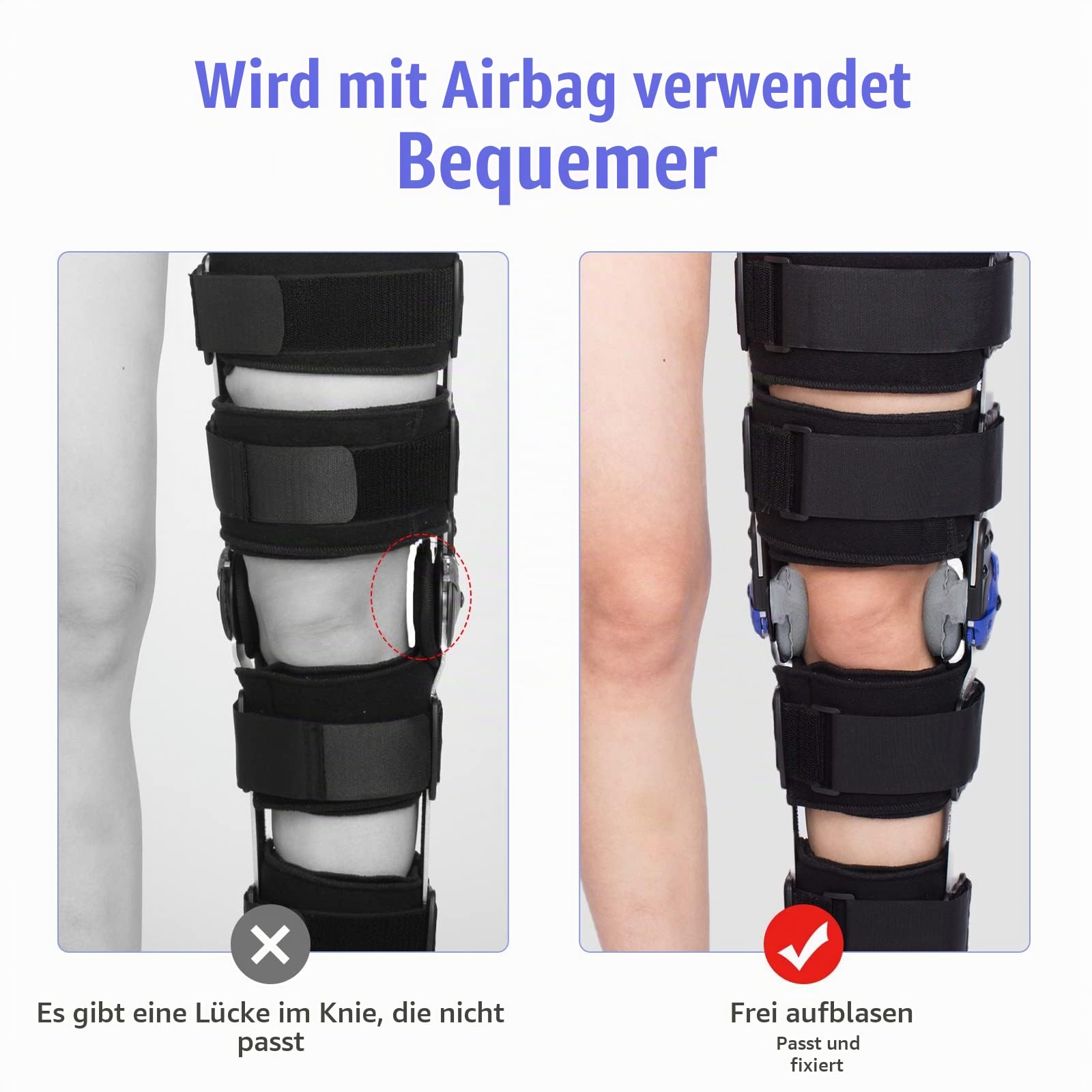 Knieorthese Verstellbare Knieschiene Stabilisierung ROM Post-Op Knie-Wegfahrsperre Verstellbare Knie-Wegfahrsperre mit seitlichen Beinstabilisatoren für Meniskusrisse (Zusätzlicher Schultergurt)