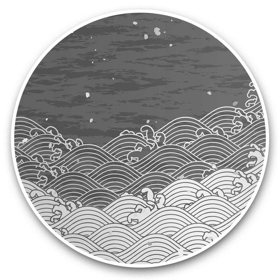 Destination Vinyl Ltd Bw Japanese Golden Great Wave 38609 Vinyl Stickers (Set Of 2) 7.5Cm (Bw) - Japanese Golden Great Wave Laptop Tablet Luggage Scrapbook #38609