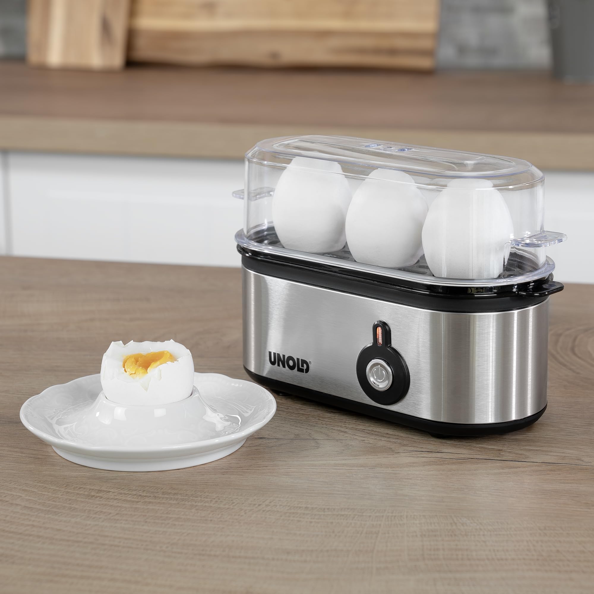 Unold 38610 Pentolino per uova mini, edelstahg fotografiche, 1 – 3 Uova, 210 W