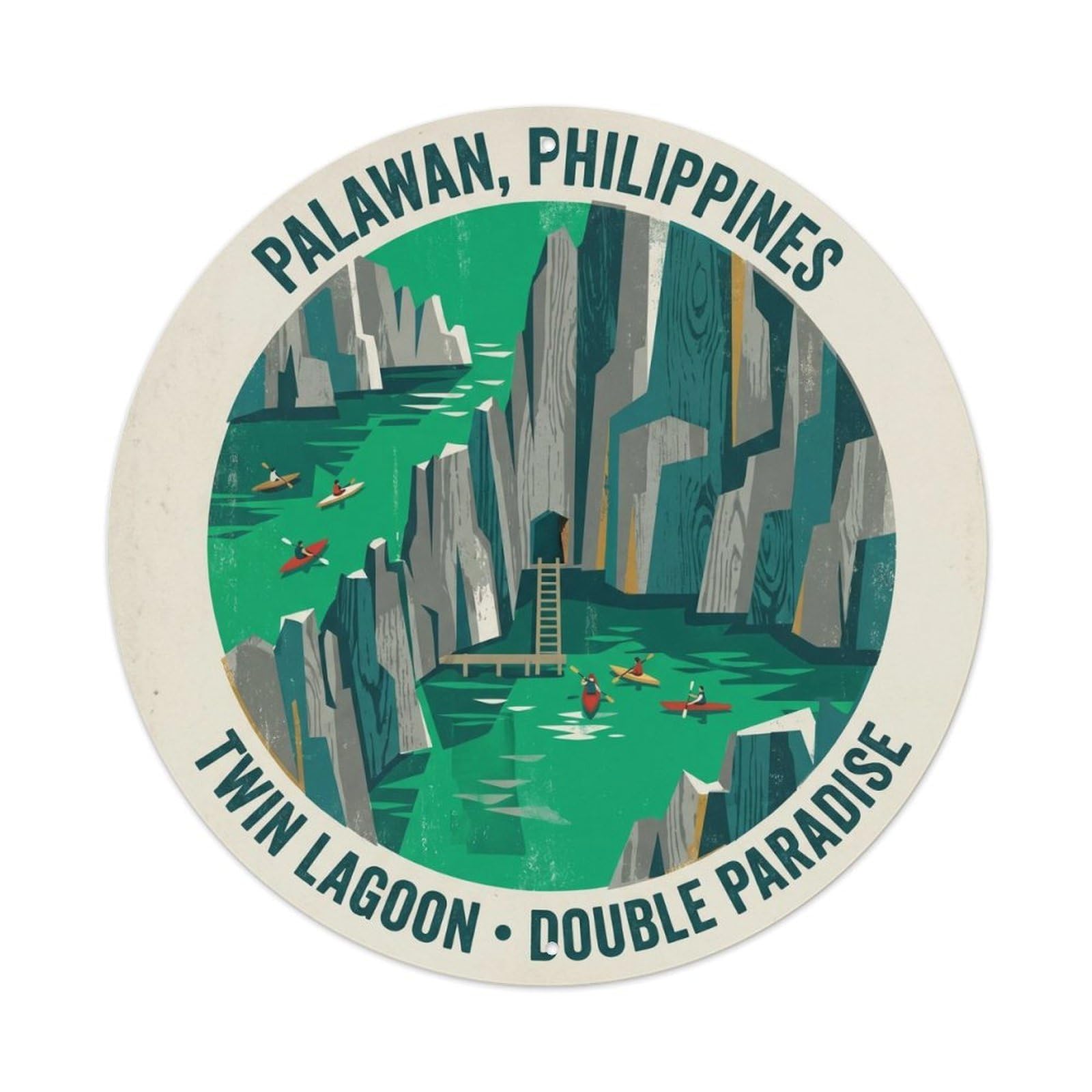 Palawan Twin Lagoon Lake Limestone Coastal Journey Metal Tin Sign