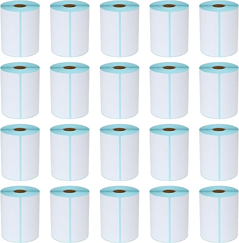 L LIKED Etiquetas térmicas directas de 4 x 6 pulgadas, etiquetas de envío perforadas blancas, 250 etiquetas por rollo, 20 rollos, grado comercial
