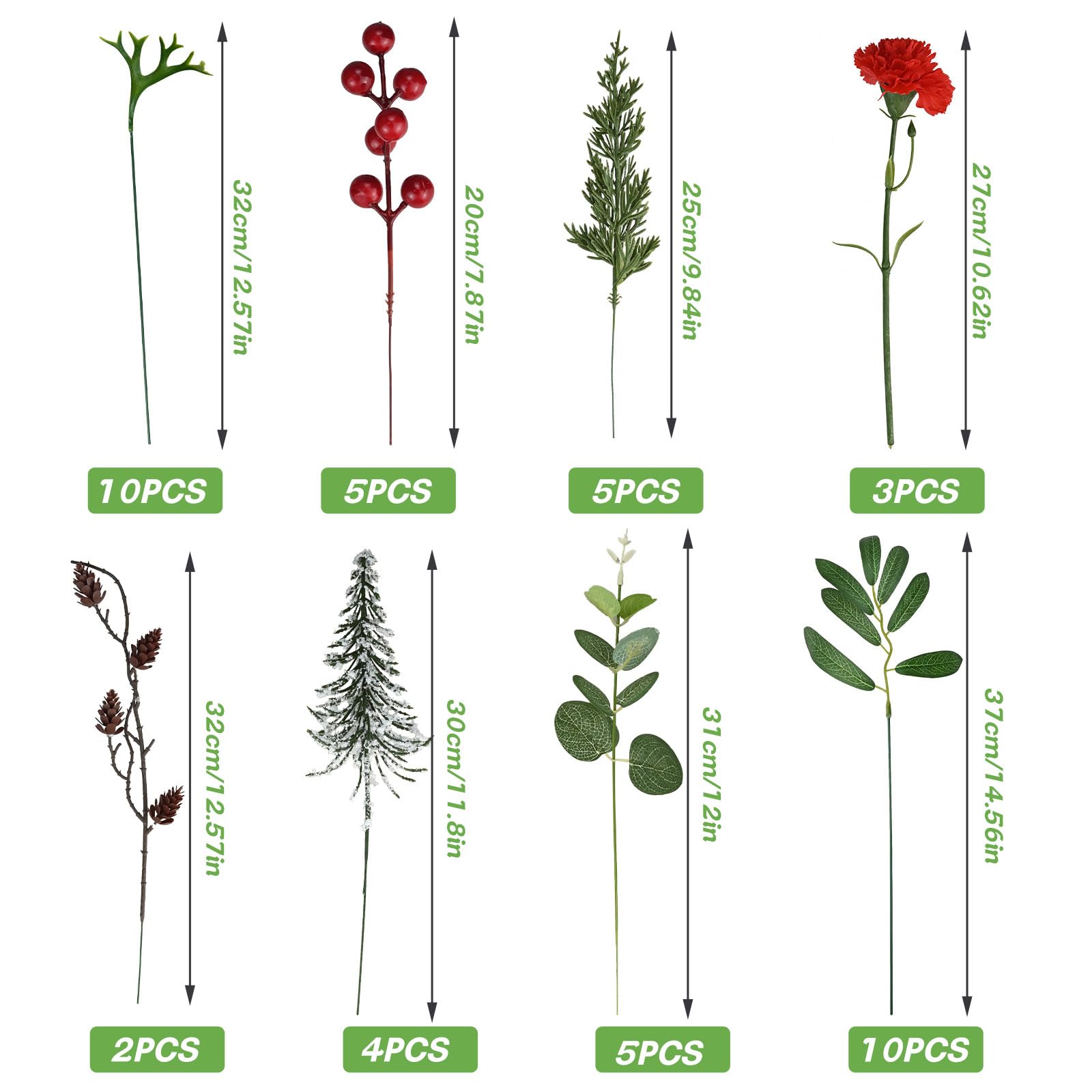 44 Stück Künstliche Blumenstrauß, Weihnachtsblumen Künstlich, Künstliche Pflanzen mit Beeren, Tannenzapfen, Rote Nelke, Künstlich Weihnachtsstrauß für Adventskränze Girlanden, Weihnachtszweige Deko