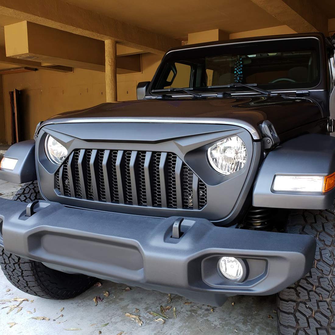 Extreme OffRoad JL Front Grill with Mesh Grille Cover for 2018 2019