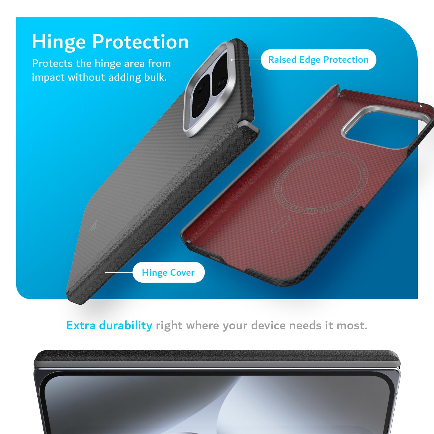 TUDIA [Aramidfaser 1500D Hülle für Google Pixel 10 Pro Fold (2025) – [Pixelsnap- & MagSafe-kompatibel] Ultradünne leichte Schutzhülle mit rutschfestem Griff und [Scharnier­Schutz] – Schwarz