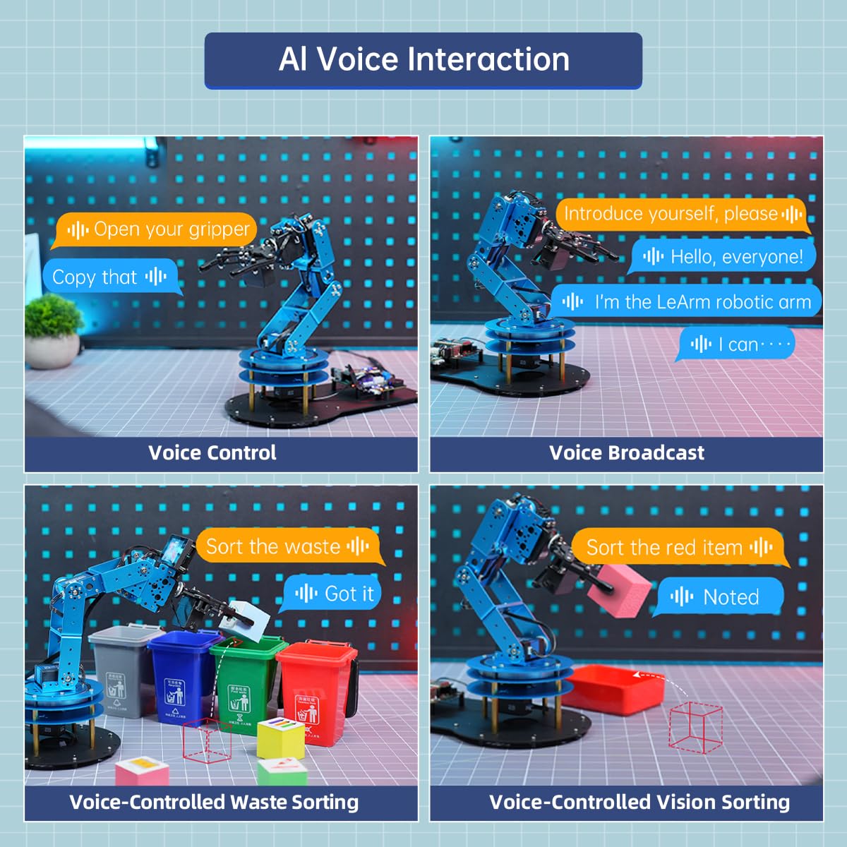 Ramię robota do Arduino AI Vision Interakcja głosowa 6DOF serwo magistrali szeregowej ramię robota, projekt STEM Edukacyjny robot i zestawy inżynieryjne, nauka/kodowanie/programowanie, zestaw pośredni