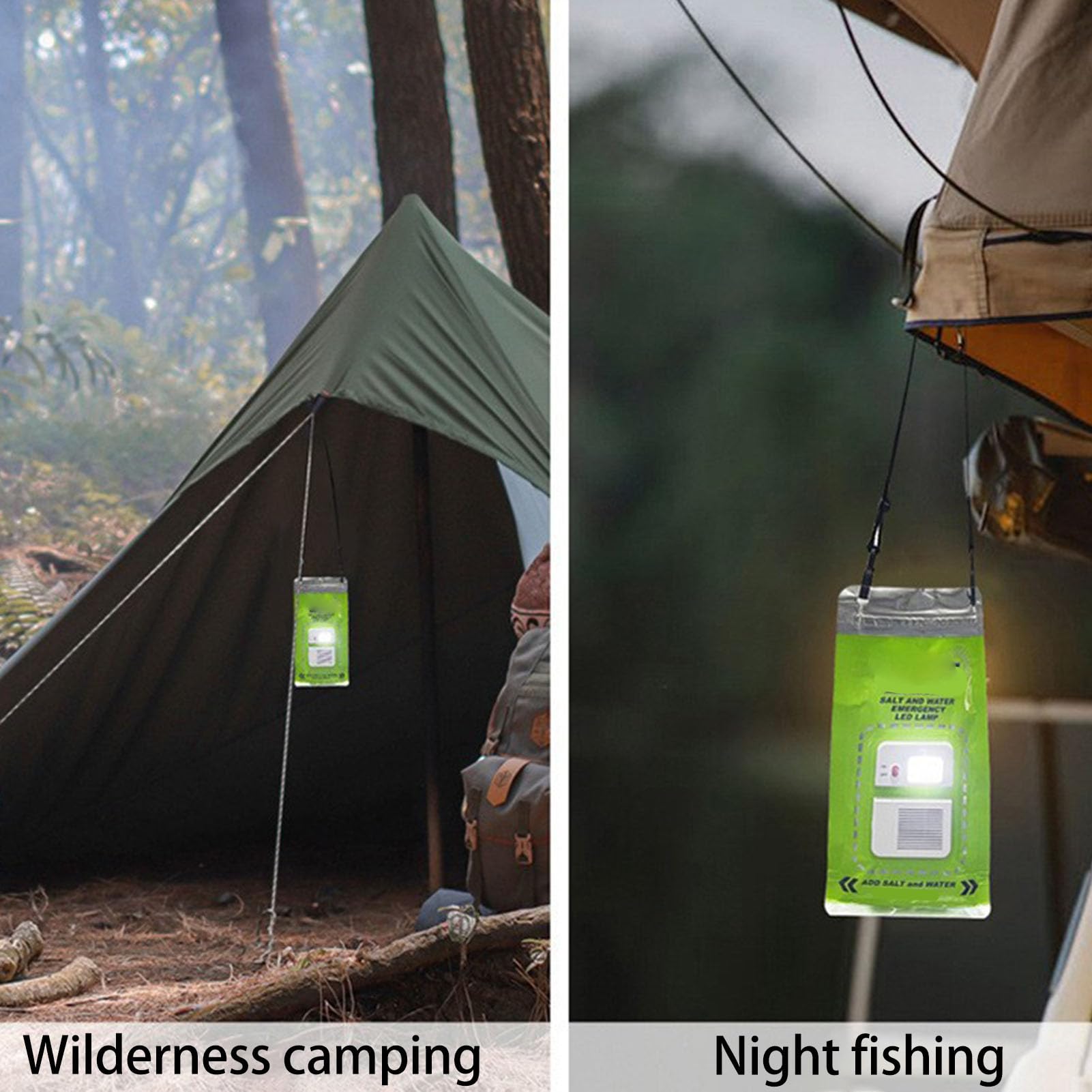 Horoper Salt Water Lamp Outdoor Water Lamp Light Bag, No Battery Required Portable Lantern for Hiking, Camping LED Lights Suitable for Outdoor Activities, Sustainable Use for 140 Hours