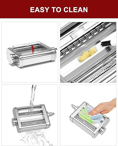 Miniatura 8 de Metal Pasta Maker Attachment for KitchenAid Mixers -Kitchen aid Mixer Accessories Pasta Attachment 3-in-1 Includes Pasta Roller, Spaghetti Cutter,