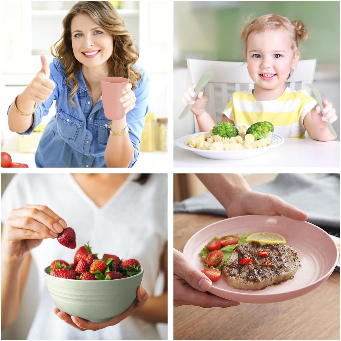 Shopwithgreen Wheat Straw Dinnerware Sets for 4, 20 PCS Unbreakable Plates and Bowls Sets, Reusable Dinner Dishes Set, Bowls, Cups, Plates for Camping, Kitchen, RV, Dorm, Dishwasher Microwave Safe - Image 9