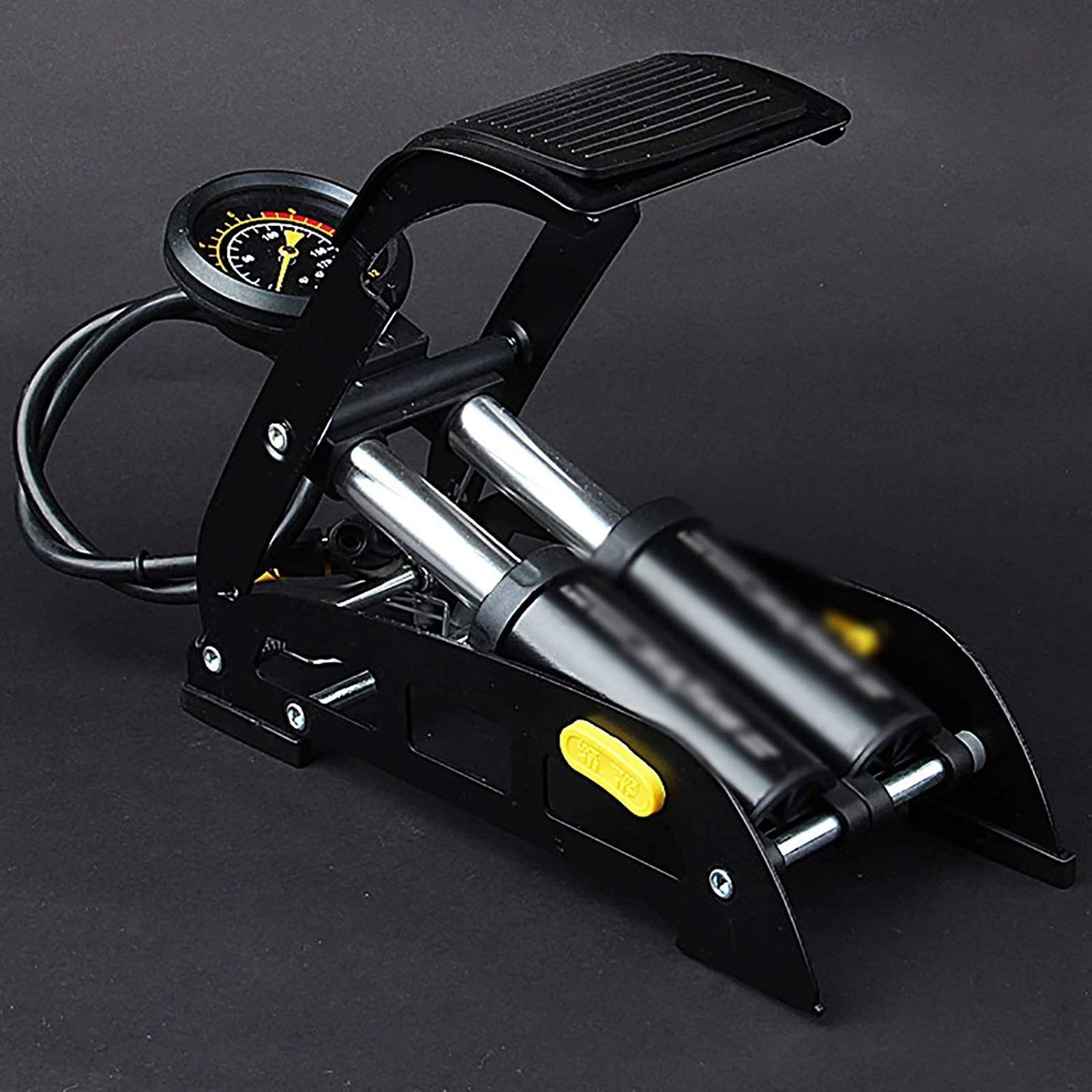 Mini-Fahrradpumpe ， Langlebige Fahrradpumpe Pedalpumpe Tragbares Hochdruck-Fahrrad Elektrofahrrad Motorradpedal Luftpumpe Praktisch (Farbe: Schwarz, Größe: 29x12x8cm)