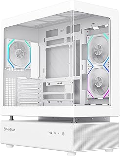 GAMEMAX Mid-Tower Gaming PC Case with Panoramic Curved Glass Front, ATX/M-ATX/ITX Support, 7 Expansion Slots, Up to 415mm GPU, Pre-Installed 6 ARGB Fans with RMT-AP Controller & Remote (N80 WH)