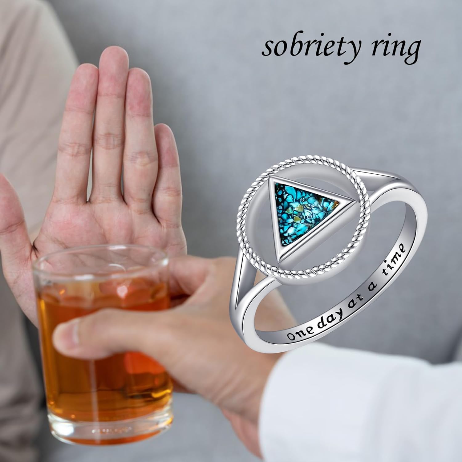 ONEFINITY Sobriety Rings 925 Sterling Silver Sobriety Present For Women Karma Ring Present Jewelry For Women