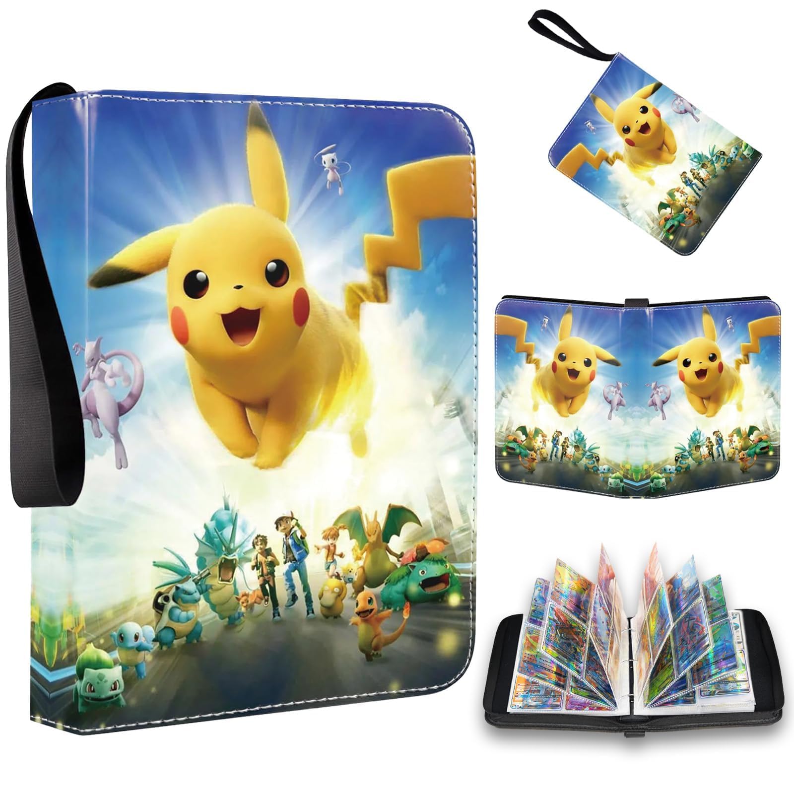 Card Binder, Trading Card Albums, Card Holder, Portable Card Storage Bag with Zipper, Collector's Photo Album 55 Pages can Accommodate 440 Cards, Amazing Birthday Gifts for Boys and Girls.