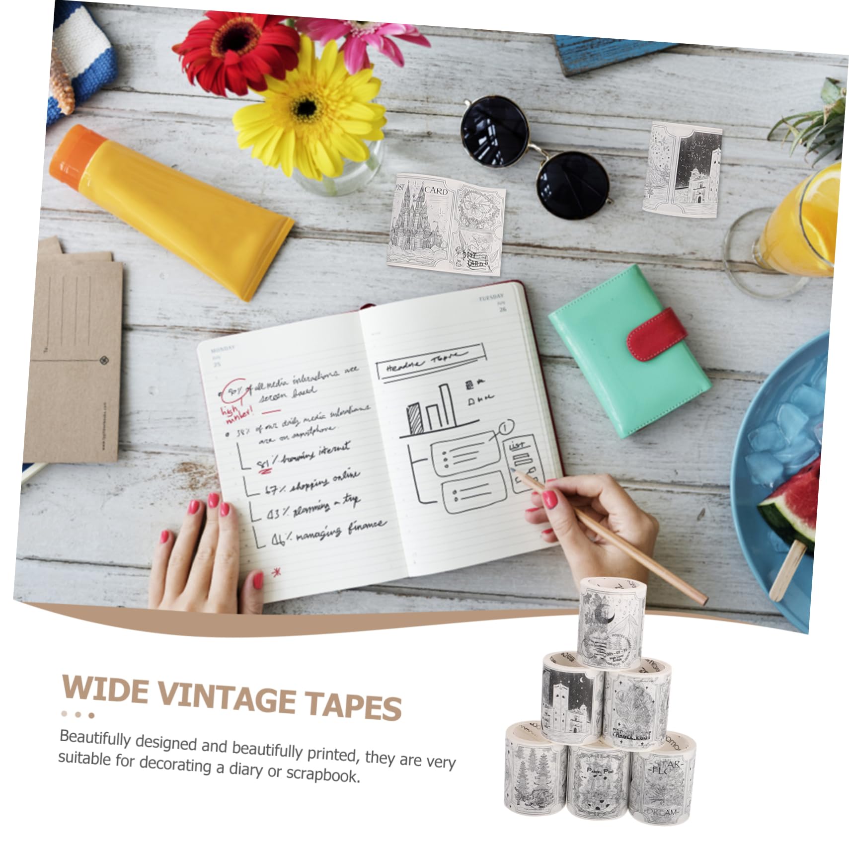 STOBOK 3er-set Dekoratives Washi-masking-tape Bastelband Planer-aufkleber Scrapbook-masking-tape Bastel-masking-tape Tagebuch-washi-tape-set 6 Rollen X 3