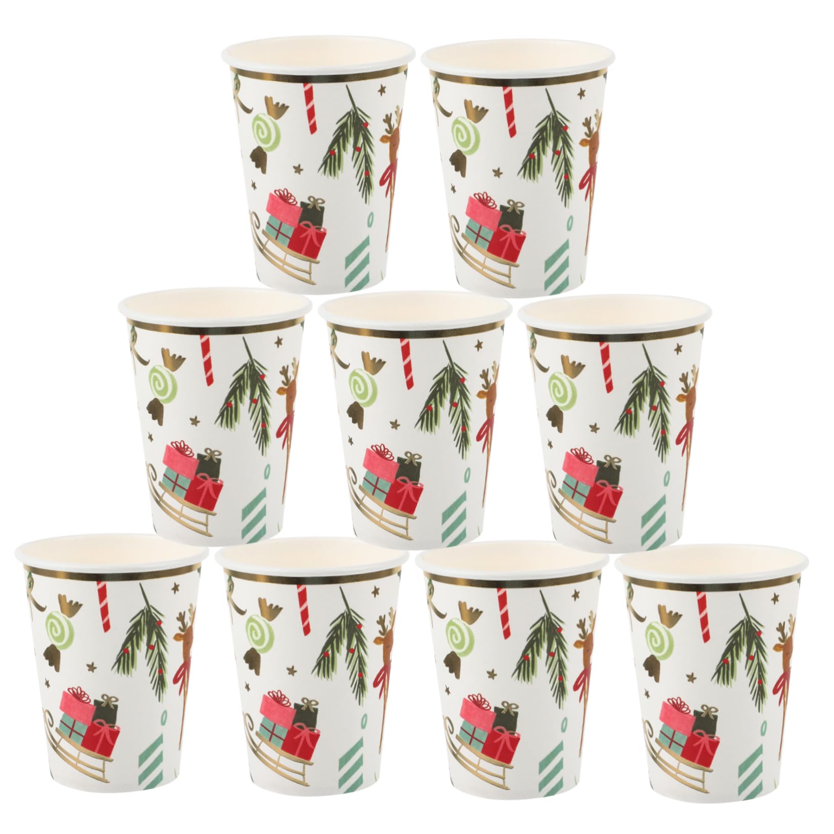 Healvian 50stücke Weihnachts-papierbecher Pappbecher Mit Festlichem Design Für Getränke Eiscreme Und Snacks Für Weihnachtsfeiern Und Kindergeburtstage