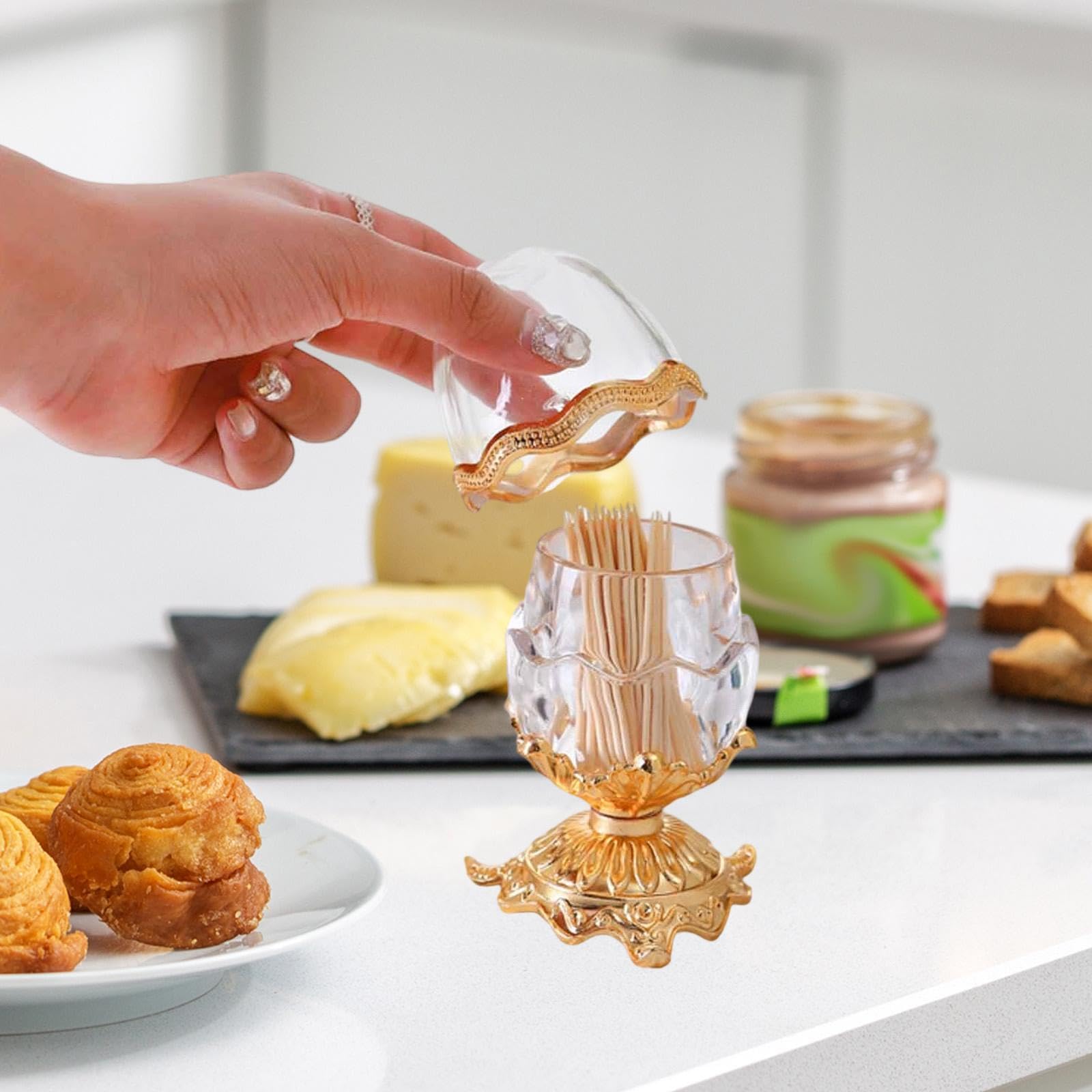 DYNWAVE Toothpick Holder Stylish Portable for Home Decoration Sturdy Gifts Container Toothpick Dispenser for Restaurant Cafe Birthday