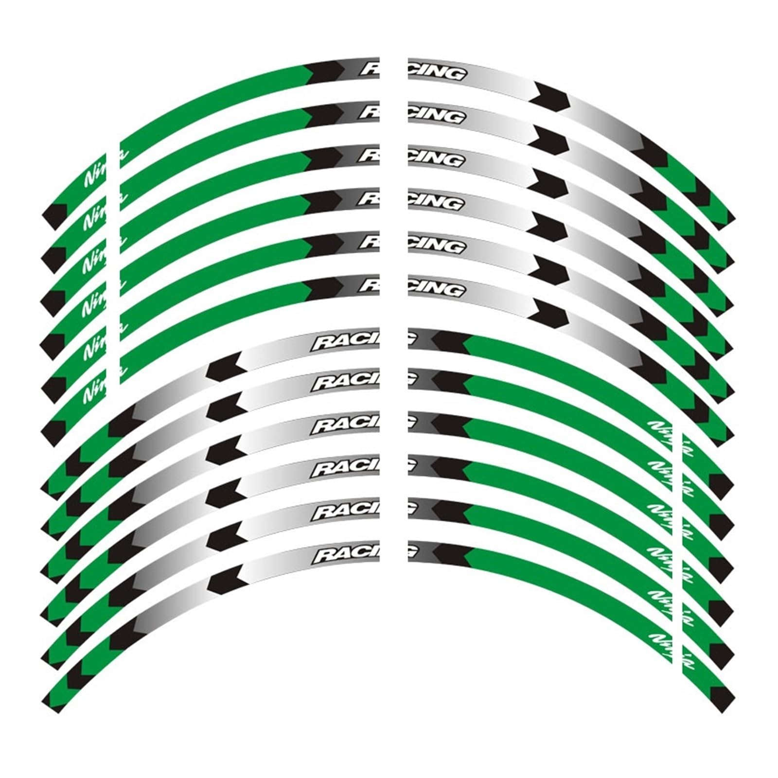 Hub Decals Rim for NINJA250 NINJA300 NINJA650FNINJA1000 for ZX-6R 10R 14R for H2/H2R Adhesive Emblem Wheel Reflective Stickers Rim Stripe Tape(A Green)