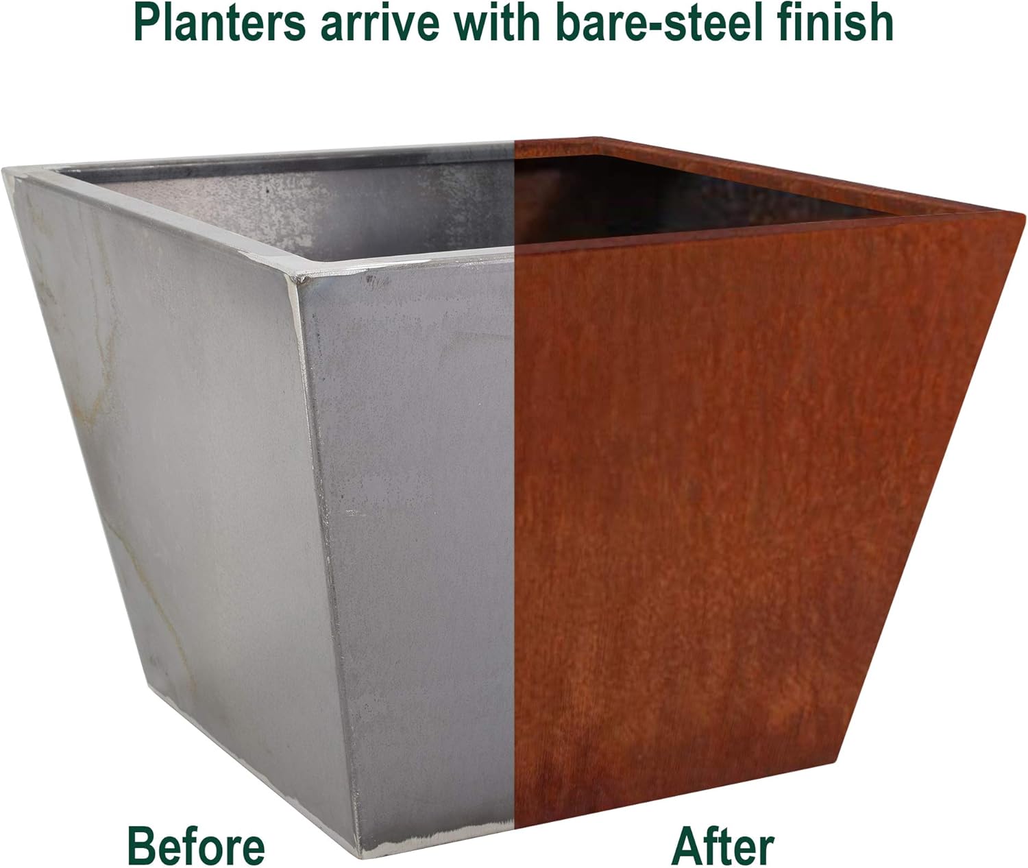 Product Deal Arcadia Garden Products CT03 Corten Steel Simplicity Square Planter, 16x16x12