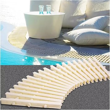 Swimming Pool Drainage Overflow Grate, ABS Plastic Drainage Gutter Guard Filter, Shower Drain Grill Floor Drain Cover For Driveways Patios Decks  Color Bone color , Size 35x100cm/13.77x39.37in