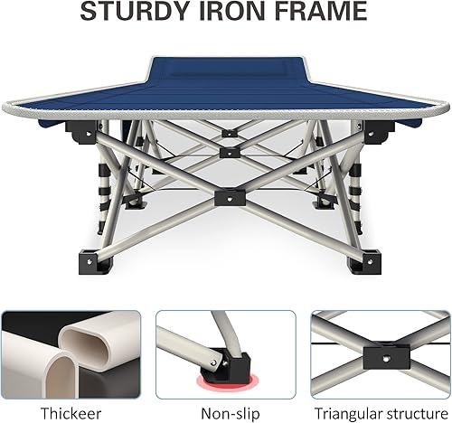 Miniatura 6 de GETOVIN Cuna de campamento cuna con almohadilla gruesa para dormir cama de campamento cómoda y de doble capa Oxford resistente con bolsa de