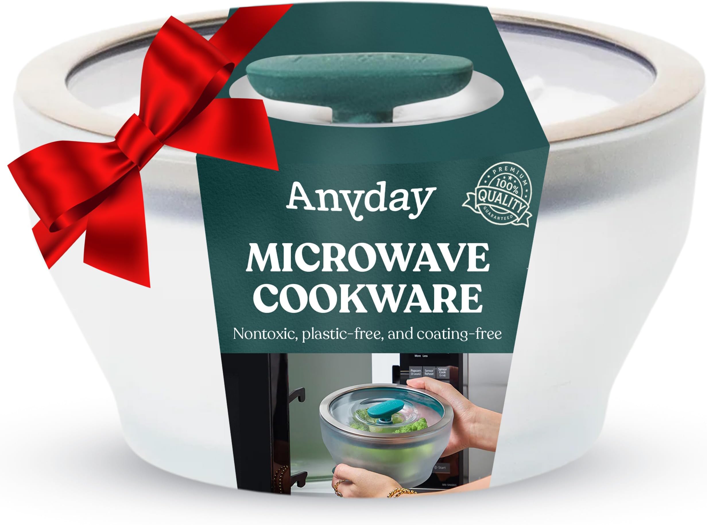 Anyday Microwave Cookware | Safe Containers and Cooking Bowls | Mixing Bowl With Lid | Borosilicate Glass Containers With Lid, 20cm/1.9L, Transparent