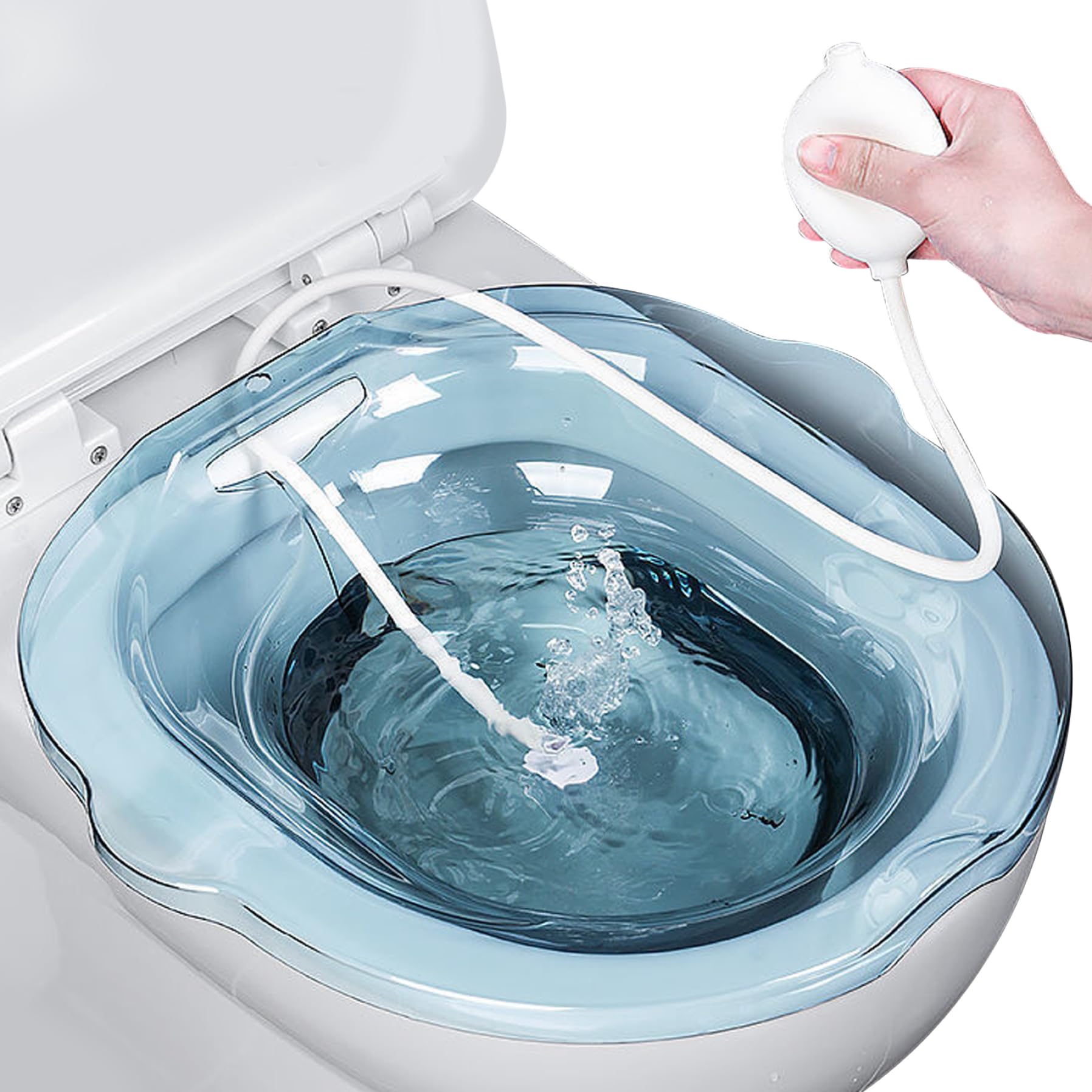 Baño Sitz para el inodoro, 2 piezas de bañera Sitz con más descaro, lavabo del asiento del inodoro para azul posparto, inodoros de inodoro, baño de sits para hemorroides, bañeras de sits con agujeros