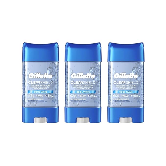 Gillette Antiperspirant Deodorant for Men, Cool Wave Scent, Clear Gel, 3.8 Oz (Pack of 3)
