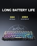 GravaStar Mercury K1 Lite Clavier de jeu mécanique, 75% Clavier personnalisé, commutateurs linéaires préludés, RGB Clavier sans fil rétroéclairé - Noir transparent