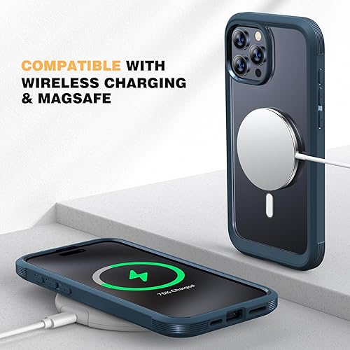 Miniatura 3 de Diaclara Funda magnética para iPhone 15 Pro compatible con MagSafe protector de pantalla integrado antiarañazos y protector de cámara, funda militar