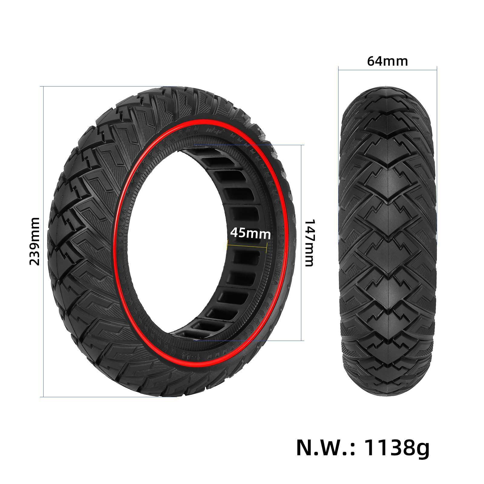 Neumáticos de goma maciza Okandomo para Xiaomi 4: neumáticos de recambio ultrarresistentes de 10 pulgadas, 250 x 64, para todo terreno, resistentes al desgaste. Accesorios para patinete eléctrico