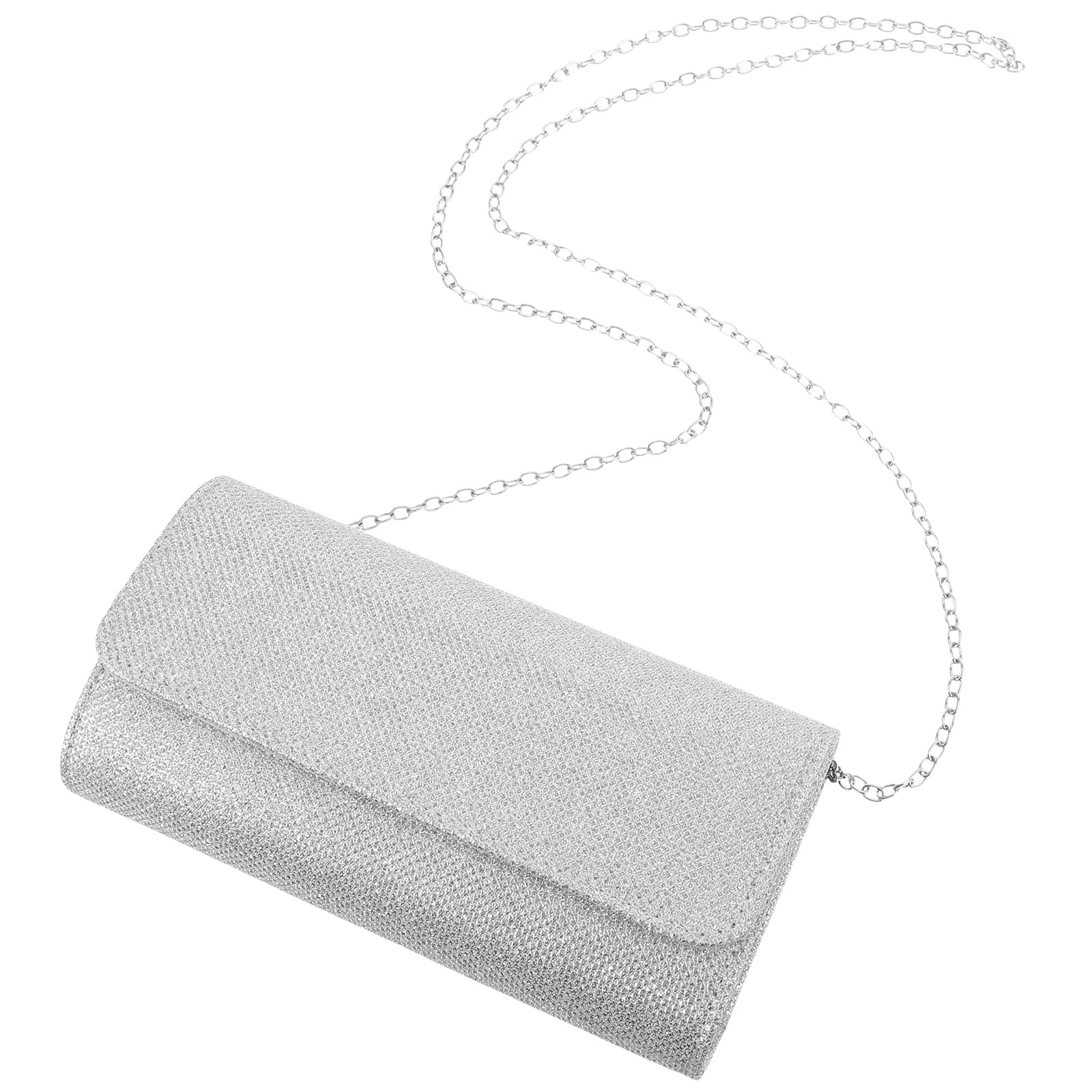 Bolso de noche para mujer, bolso de noche con cadena, para graduación, boda, fiesta, Silver, 20.00X10.50X5.50CM
