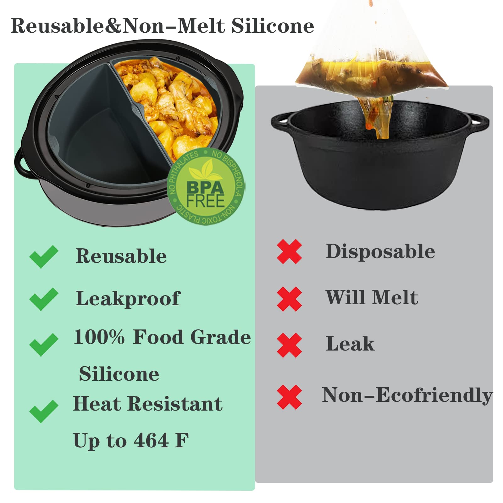 Silikon-Trenner Für Slow Cooker 6 Qt - Zwei Mahlzeiten Gleichzeitig Kochen