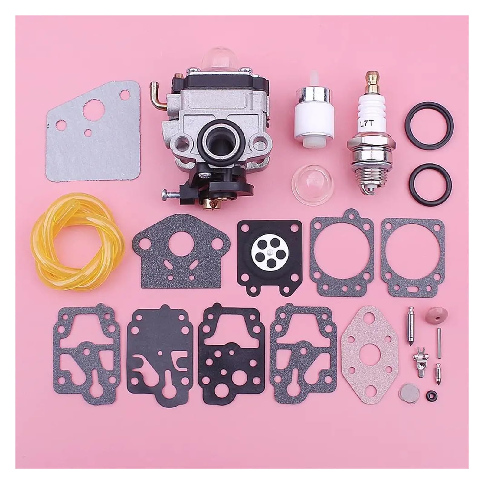 Gaźnik pasuje do Troy-Bilt TB26CO TB415CS TB475SS piła łańcuchowa 753-04296, 753-04745 W przewód filtra paliwa wąż Carb uszczelka zestaw naprawczy